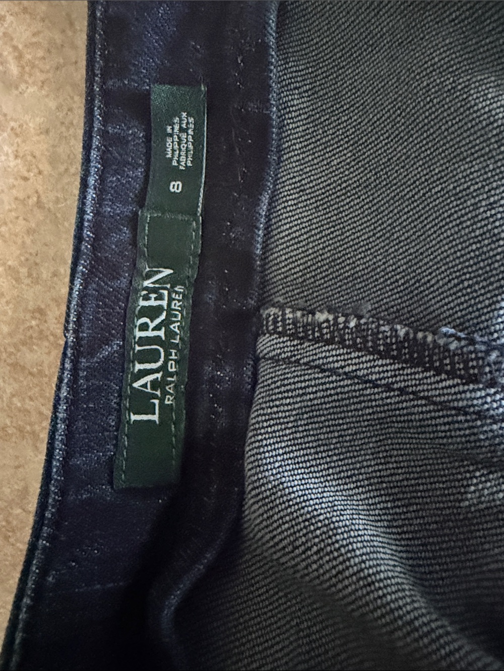 Ralph Lauren Dark Navy Denim Pencil Skirt with Front Contrast Zip - Picture 3 of 3